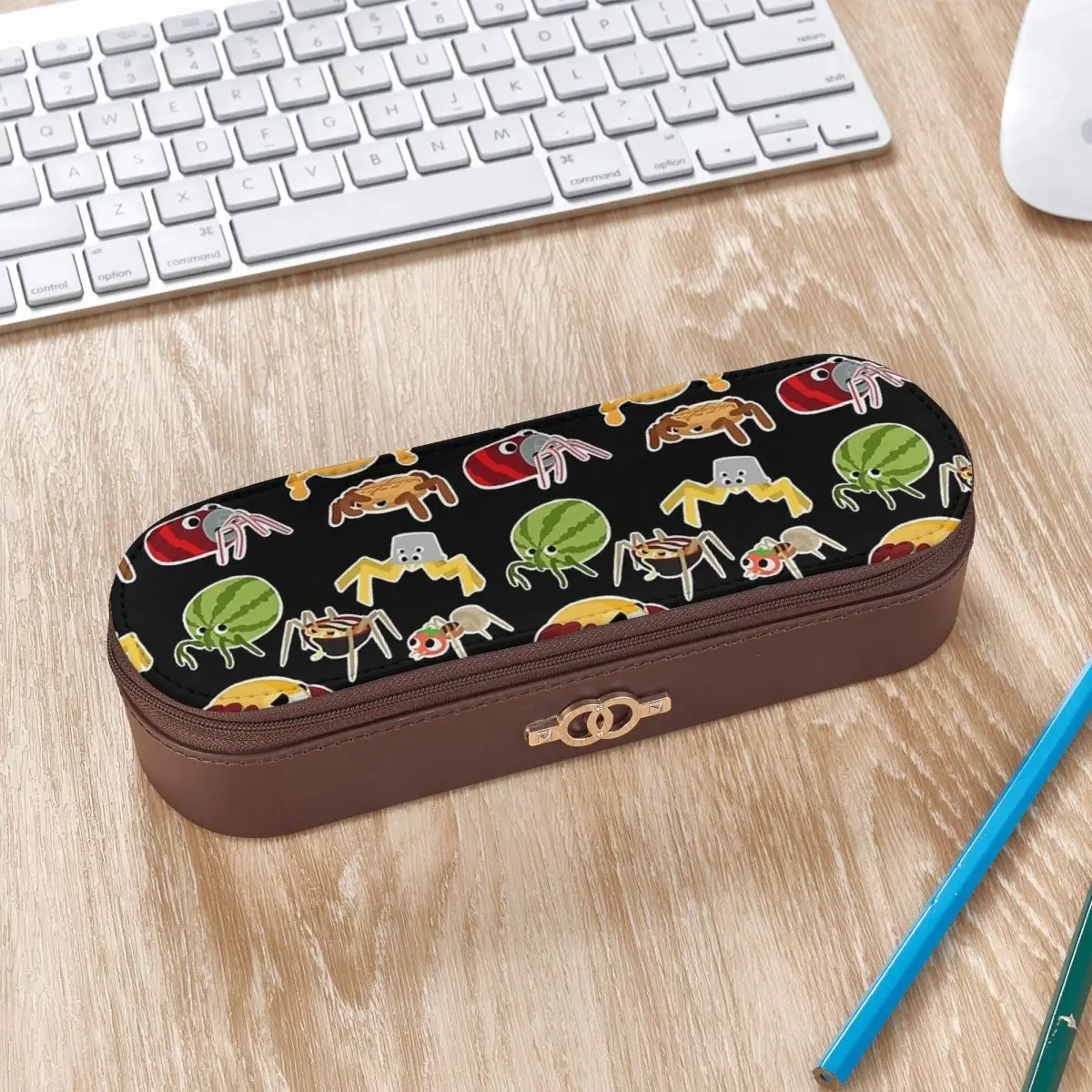 Bugsnax Bug Pack Fan Art Kinda Bug  Leather Pencil Case Pen Holder Storage Stationery Supplies Pen Box Pencil Bag for