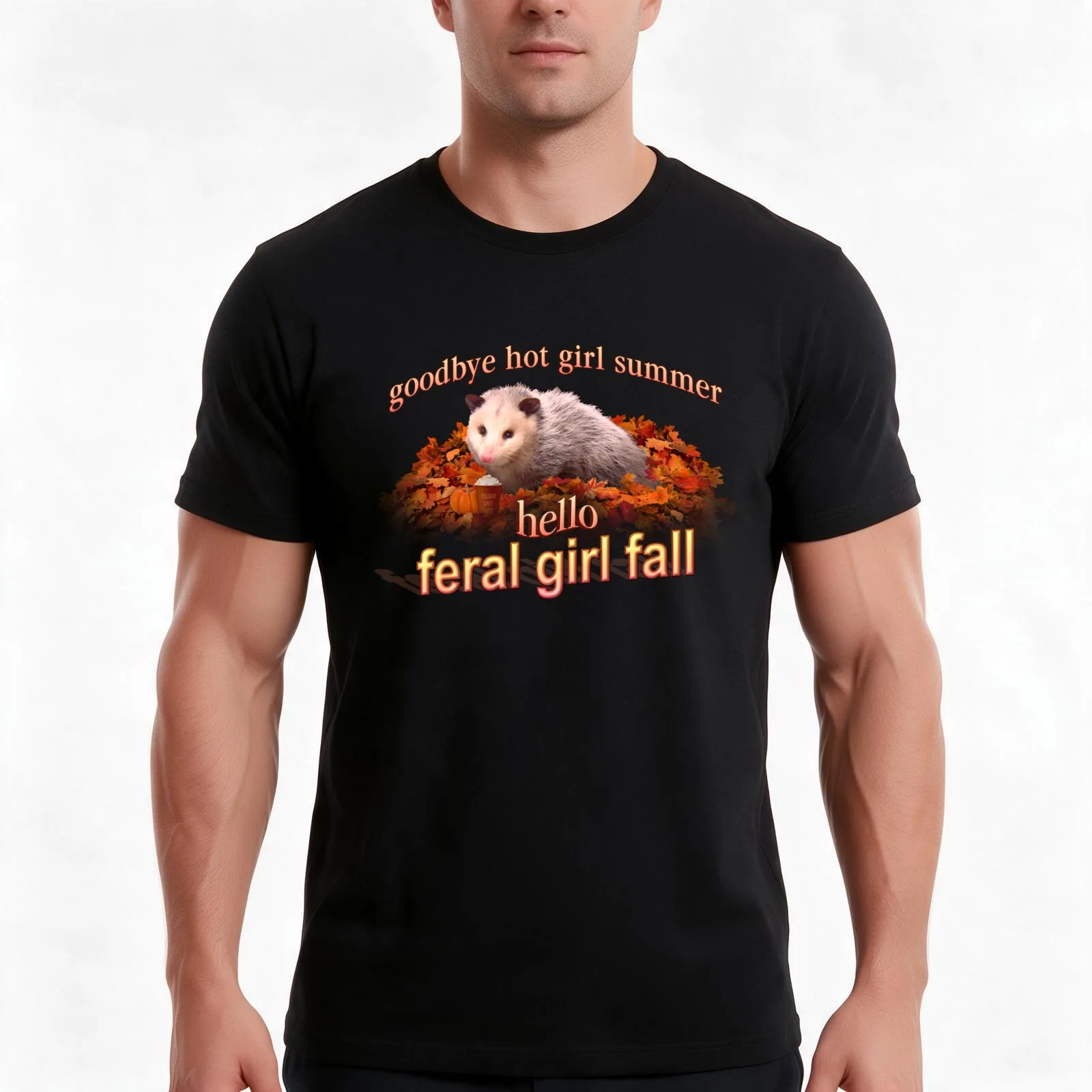 Hello Feral Girl Fall (goodbye hot girl summer) - Autumn possum aesthetic T-Shirt, Summer Casual Cotton Tee, Unisex Men Women