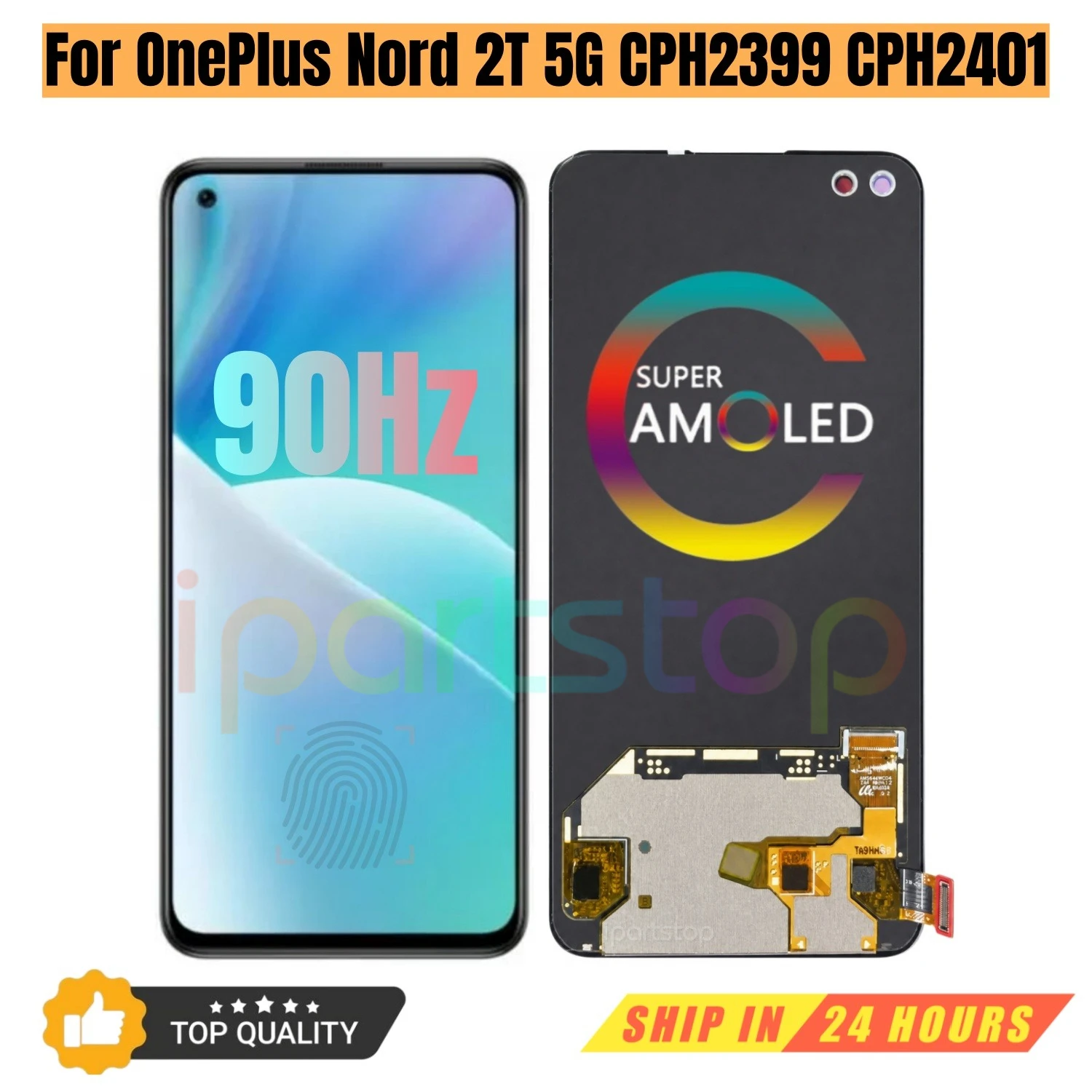 Запасной дисплей iParts для OnePlus Nord 2T 5G CPH2399 CPH2401, 90 Гц AMOLED сенсорный экран в сборе с рамкой, OEM, все функции