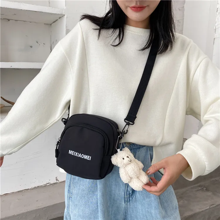 New Women\'s Small Square Shoulder Bag Simple Student Girls Canvas Messenger Bags Casual Female Phone Pouch Purse Handbags