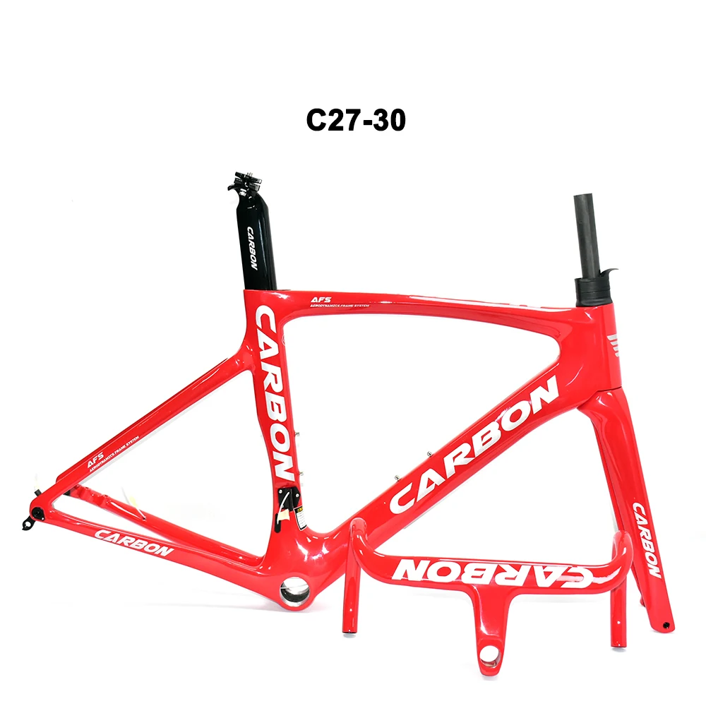 Carbon Road Bike Race Frame, T47 Bottom Bracket, Disc Brake, Bicycle Frameset, Full Hidden Cable Handlebar, 160mm