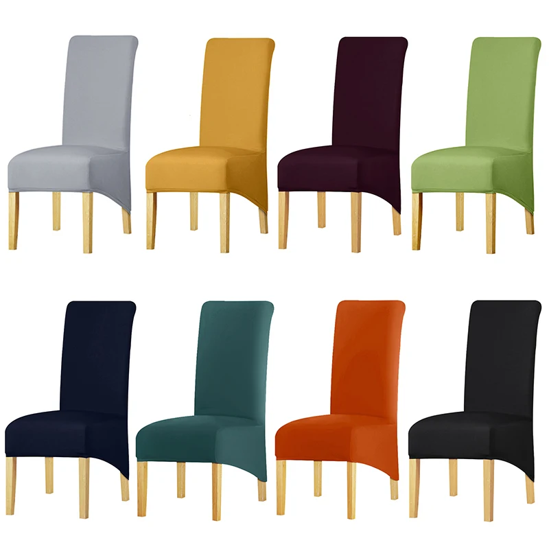 

Solid Color XL Size Long Back Chair Cover Polyester Fabric Seat Covers Seat Case Chair Covers Restaurant Hotel Party Banquet