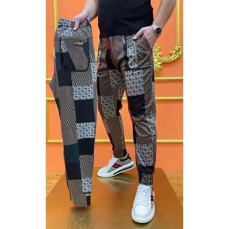2026 Spring Splicing Casual Men's Fashion Small Foot Harlan Streetwear Jogger Men Clothing Military Trousers Track Pants