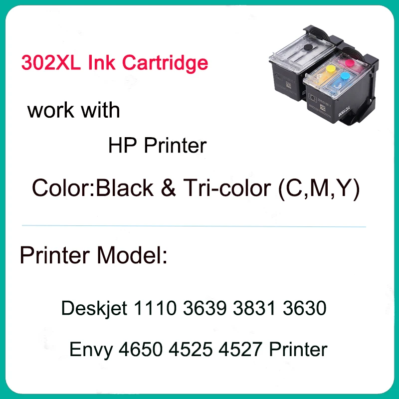 Vilaxh 302 Ink Cartridge Remanufactured For HP 302 302XL DeskJet 1110 2130 for HP302XL Envy 4520 NS45 Officejet 3630 3639