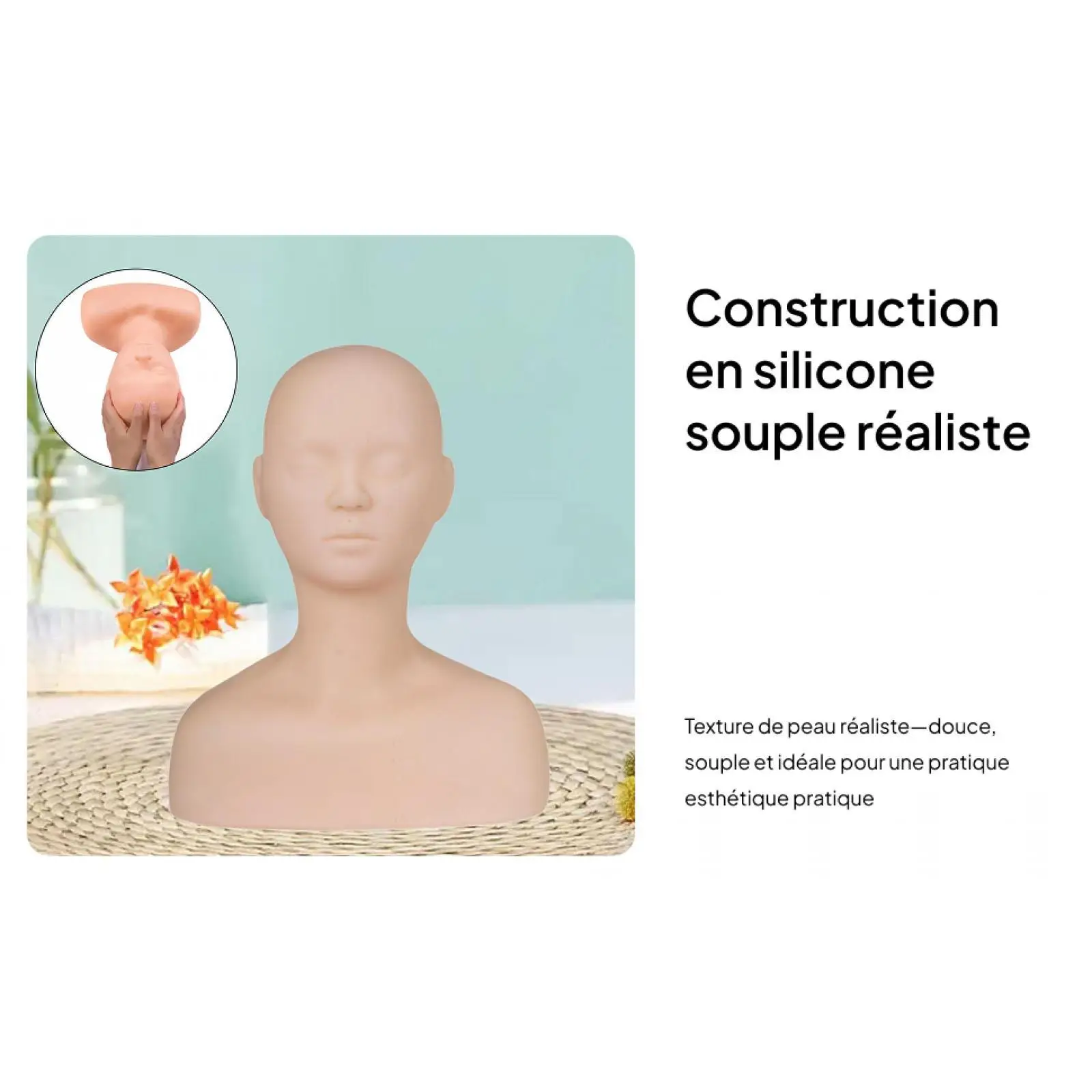 Training Mannequin Kopf Make-Up Kopf Praxis Gesicht Flexible Schulter Massage Wimpern Praxis für SPA Schönheit Training