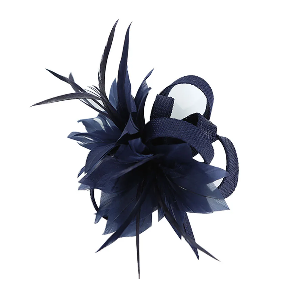 Chapeau haut de forme en plumes de lin pour femmes, accessoires pour cheveux, rétro, patients, vêtements de sauna, cocktail, thé, sauna, sangle de fleur, pince à cheveux, nouvelle mode