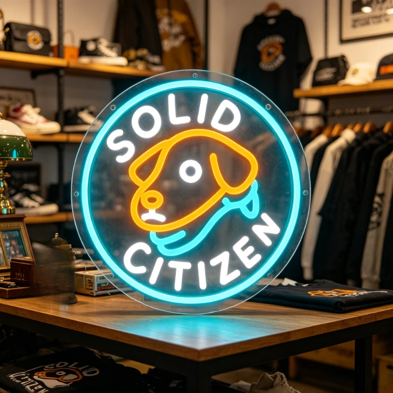 

SOLID CITIZEN Dog Head Design LED Neon Sign for Home Decoration Clothing Store Cafe Bar Wall Art Unique Lighting Gift