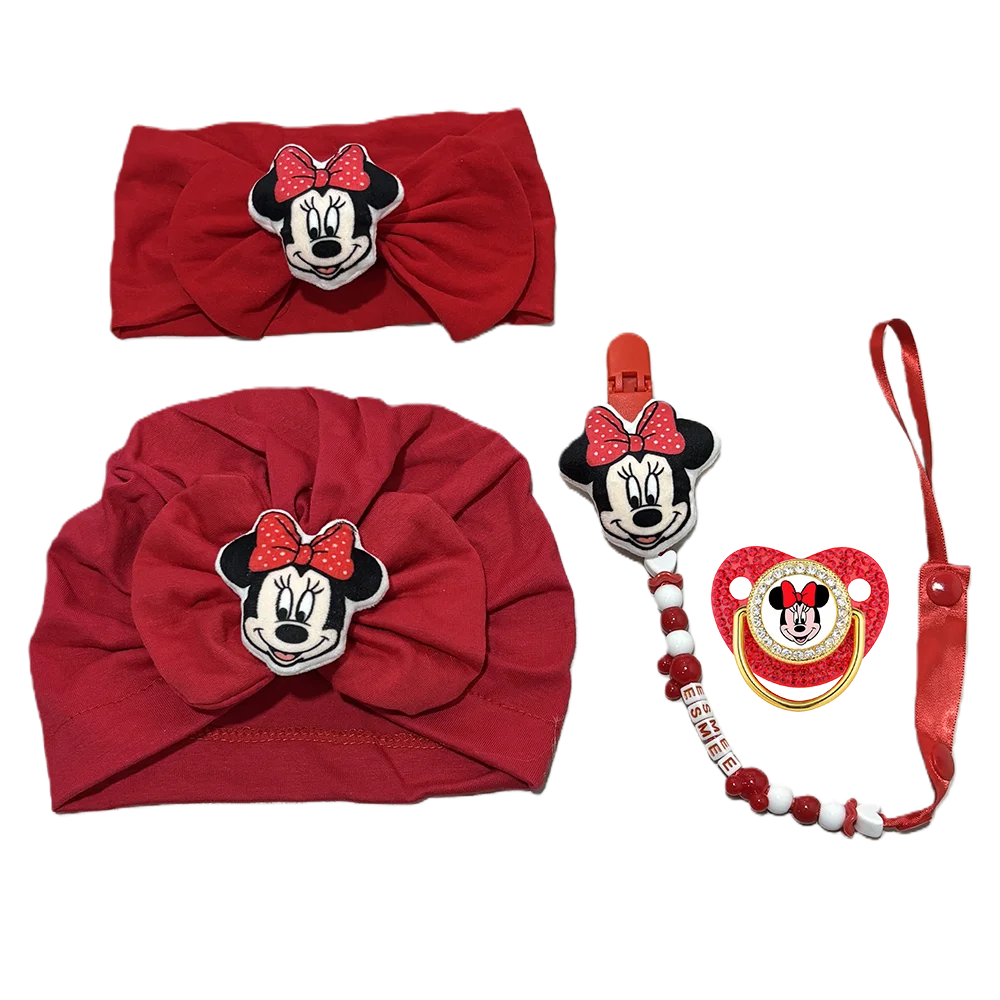 

Подарок для кормления девочки из 4 предметов, держатель для соски и соски для новорожденных, кавайный подарок для кормления ребенка, повязка для волос и детская шапочка, детский товар