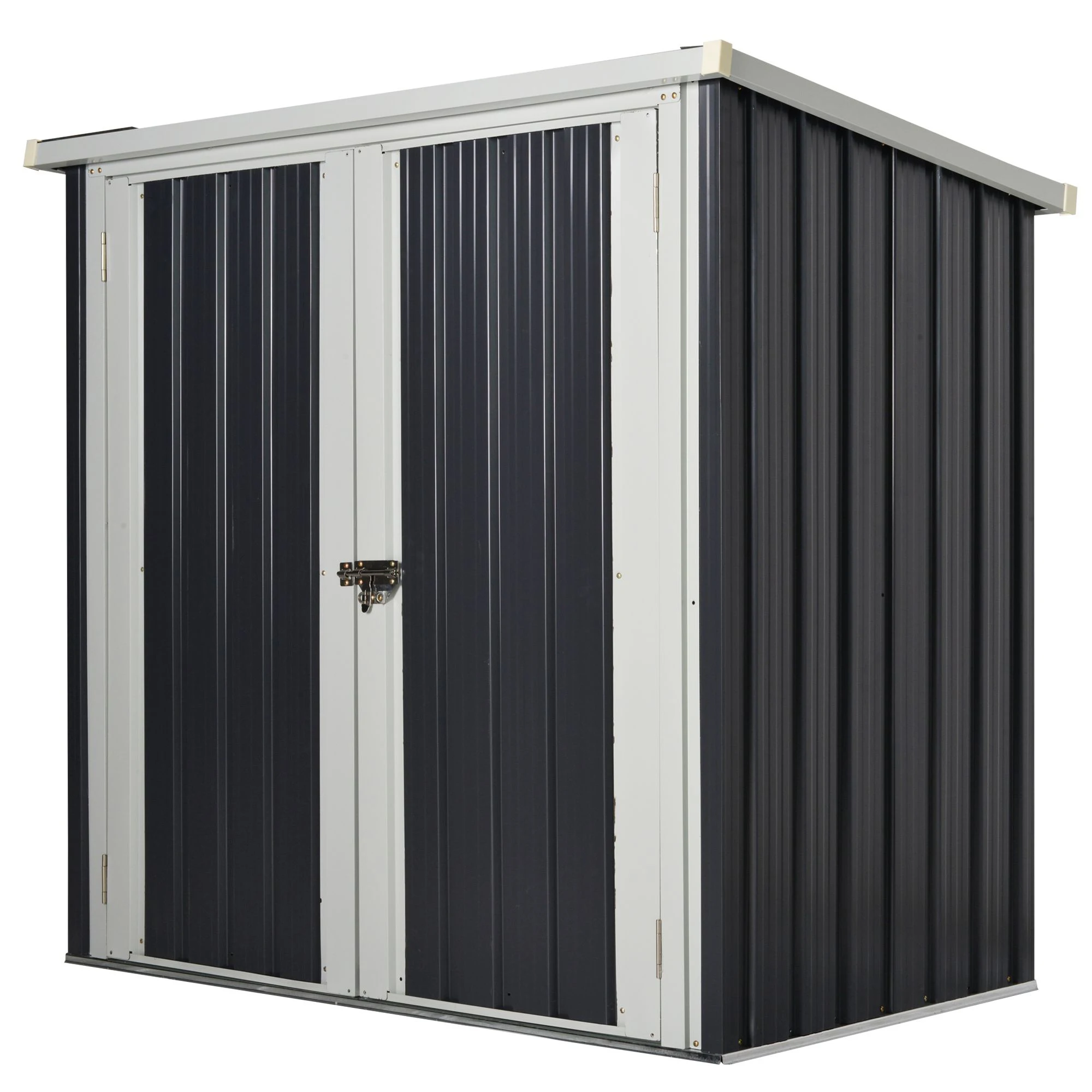 Outsunny garden shed 1,26 m² 147x86x134 cm galvanized steel outdoor shed with 2 doors for tools storage Black