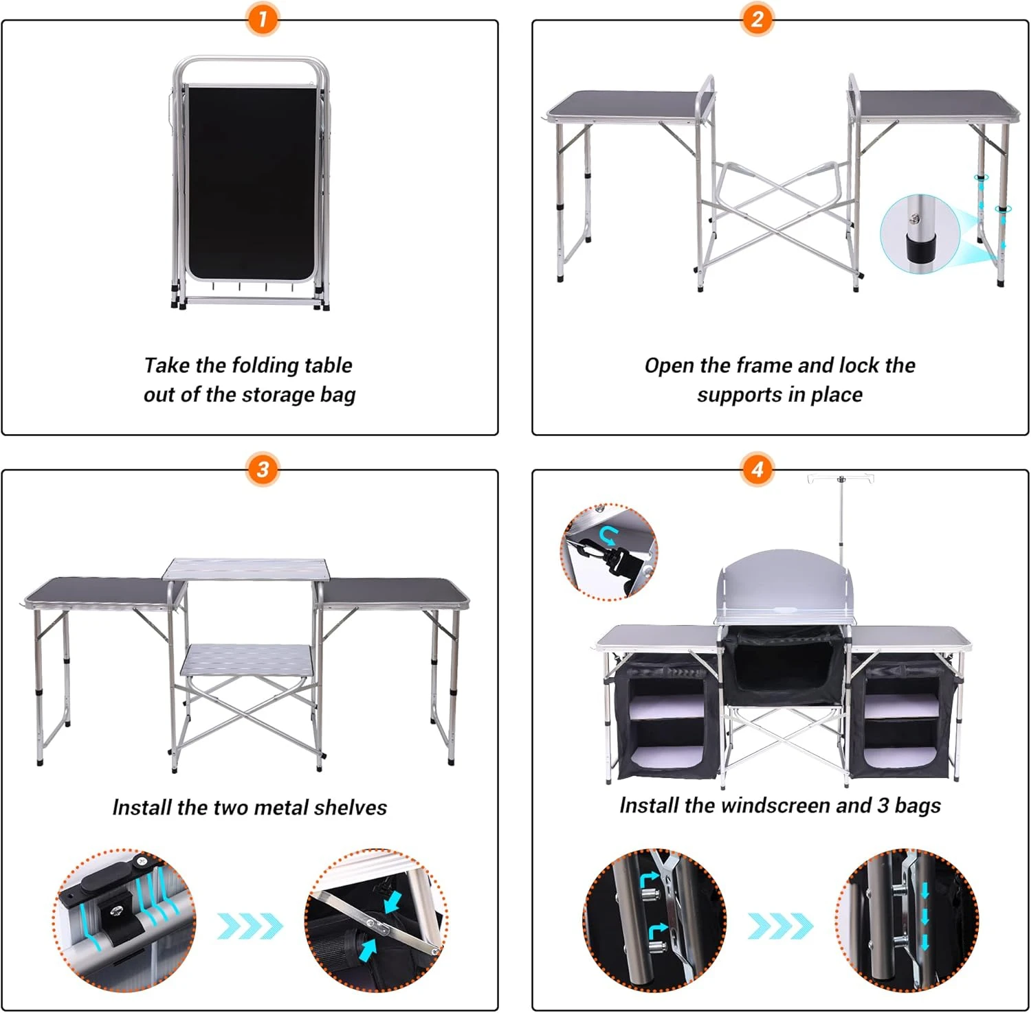 طاولة مطبخ للتخييم، محطة طهي ق - مراجعة Camping Cooking Table With Windshield وسعره
