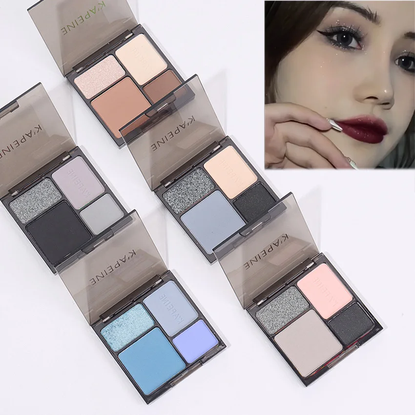 4 Colors Punk Smokey Matte Glitter Eyeshadow Palette Shimmer Cool Toned Eye European And American Series