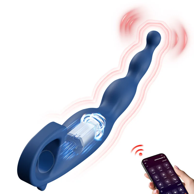 9-Speed Vibrations Rechargeable Anal Beads Prostate Massager for Men Solo Silicone Anal Plug Powerful Orgasms G-Spot Stimulation
