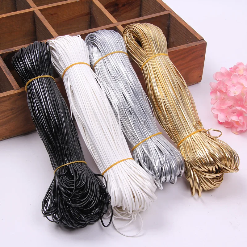 Matte Light Pu Faux Leather Cord Flat Gold Silver Color Shine Rope for Bracelet Jewelry Beading String Ribbon Craft