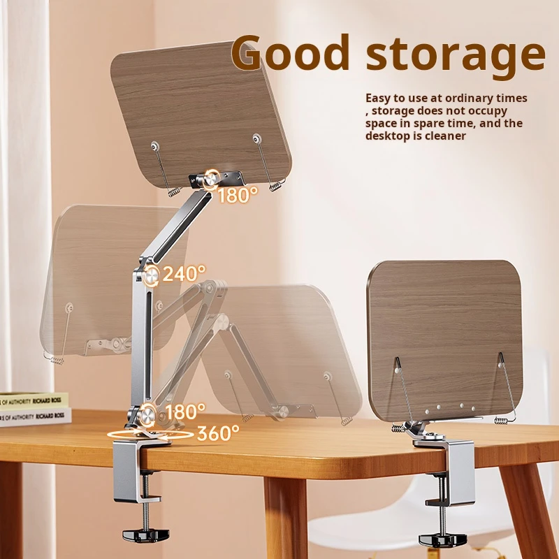 Imagem -02 - Alumínio Walnut Reading Book Stand 360 Graus Rotatable Cantilever Suporta Livros Tablets Desktop e Cabeceira Stand