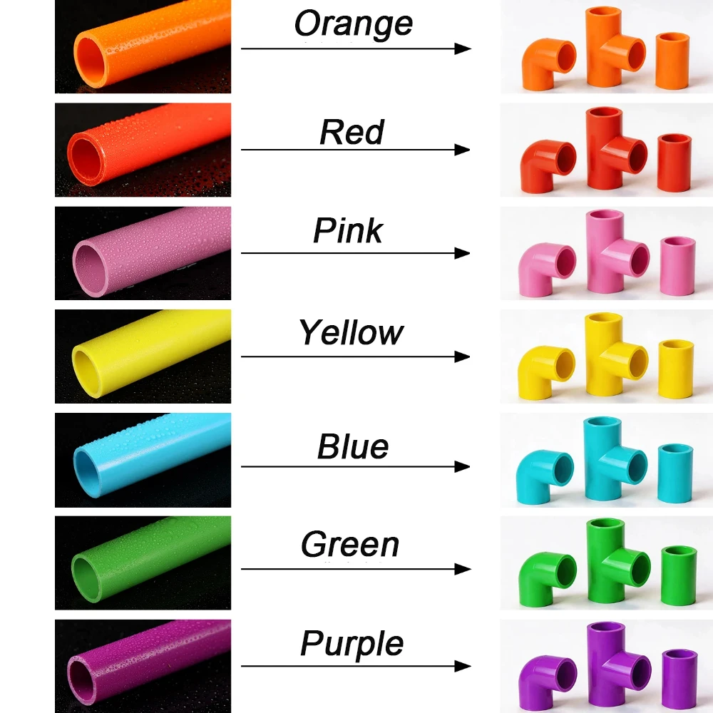 ID 20/25/32mm Colorful PVC Pipe Fittings Straight Tee Connector Aquarium Garden Irrigation Inlet Outlet Drain Water Tube Joint