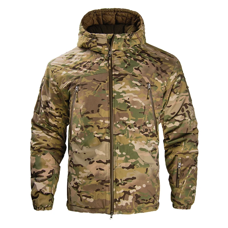 HAN WILD Men Tactical Cotton Jacket Winter Warm Thicken Camouflage Jacket Windproof Clothing Outdoor Assault Hiking Windbreaker