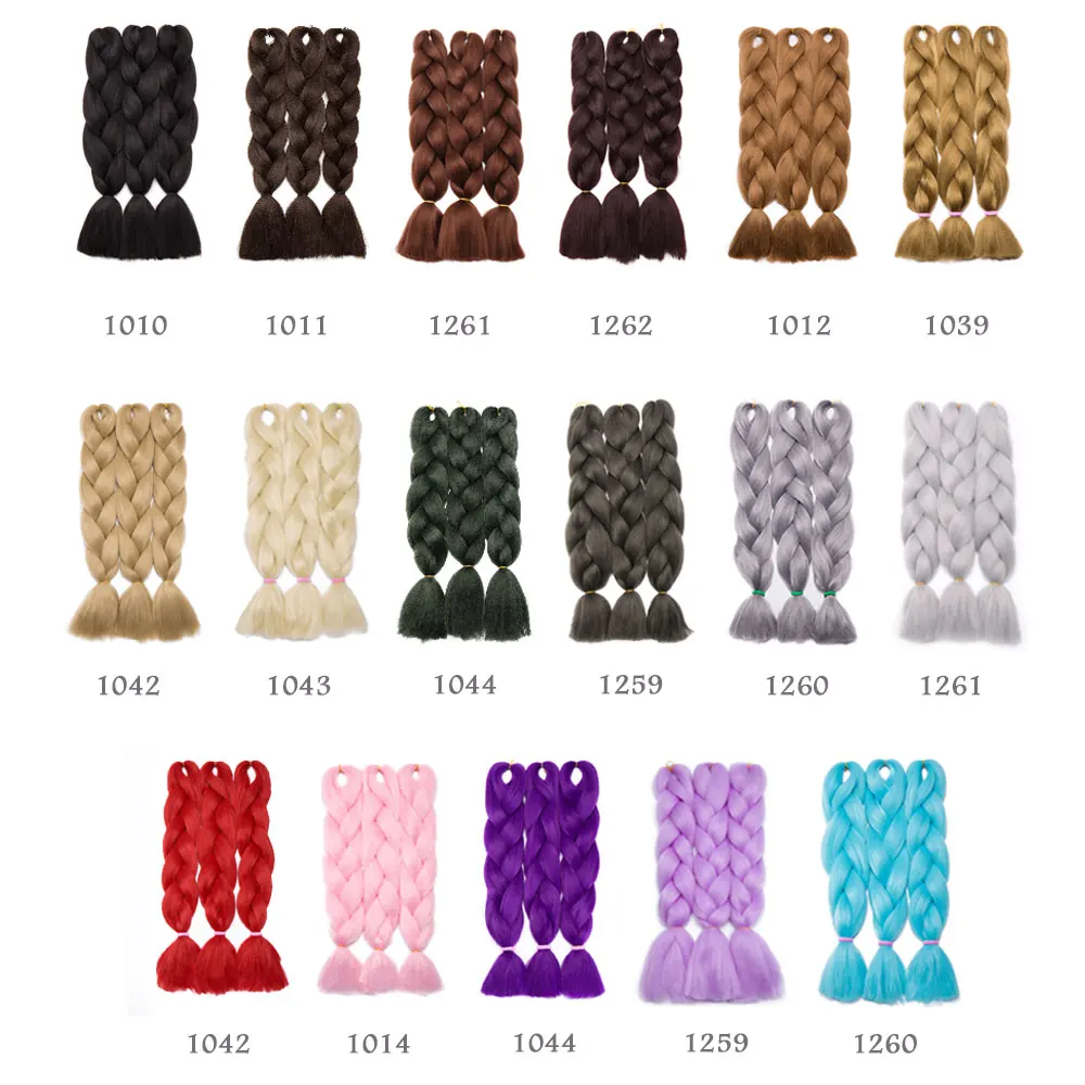 S-noilite صندوق تجديل الشعر قبل امتدت جامبو الضفائر جدائل شعر صناعية أحمر وردي أزرق رمادي 24 بوصة وصلات شعر أفريقية