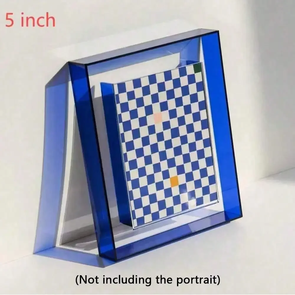 Colorful Acrylic Photo Frame Box, 5 Inch Display Stand