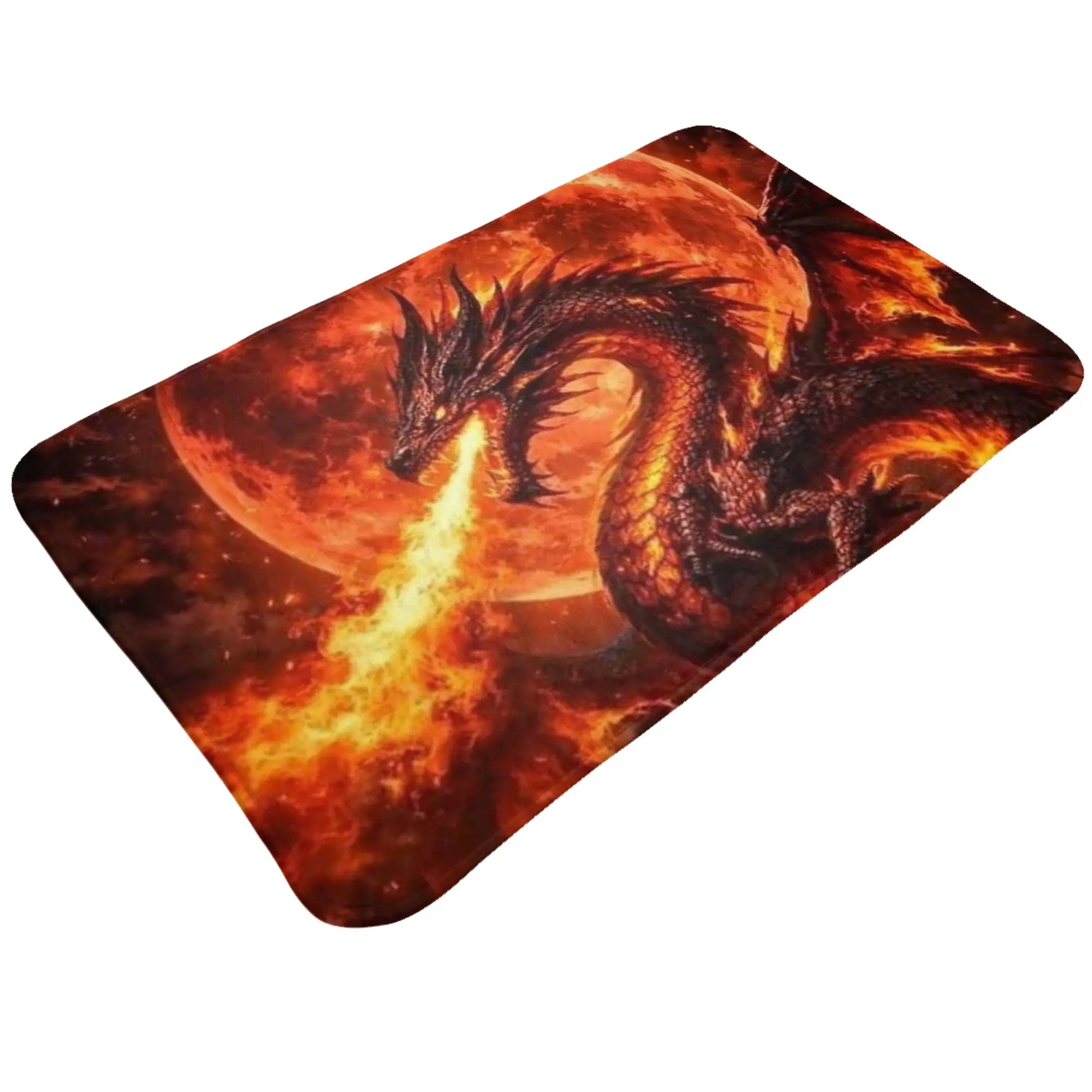 Blood Moon Fire Dragon Fantasy Anti-Slip Doormat Bath Mat  Entrance Indoor Home Decorative