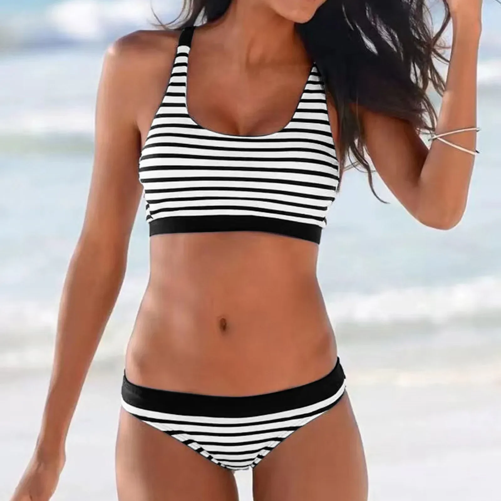 Men And Women Matching Swimsuits Women Striped Print Low Waisted Bikini Sexy Push Up Two Piece Bathing Suits for Boys 16-18