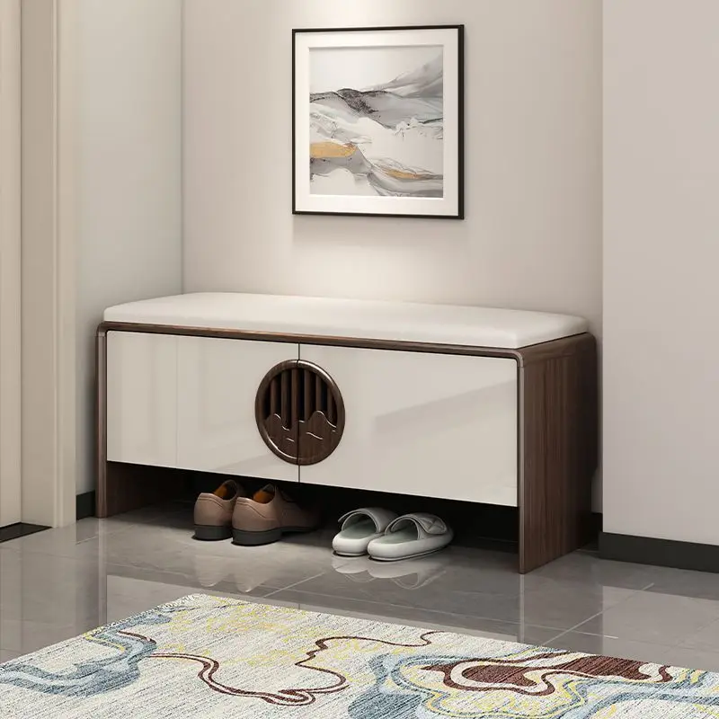 

New Chinese shoe changing stool at the door of the home in 2024, new shoe cabinet seat stool is integrated into the home,