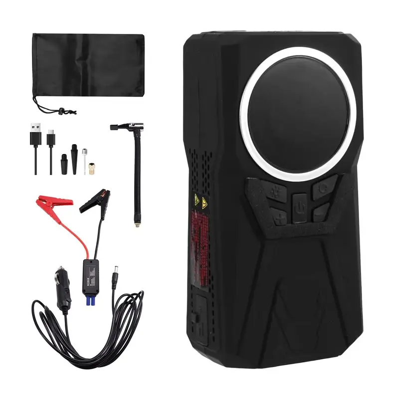 

X39A-For Car Jump Starter With Portable Tire Inflator Rechargeable Battery Power Bank 5 Nozzles For Motorcycle With Light