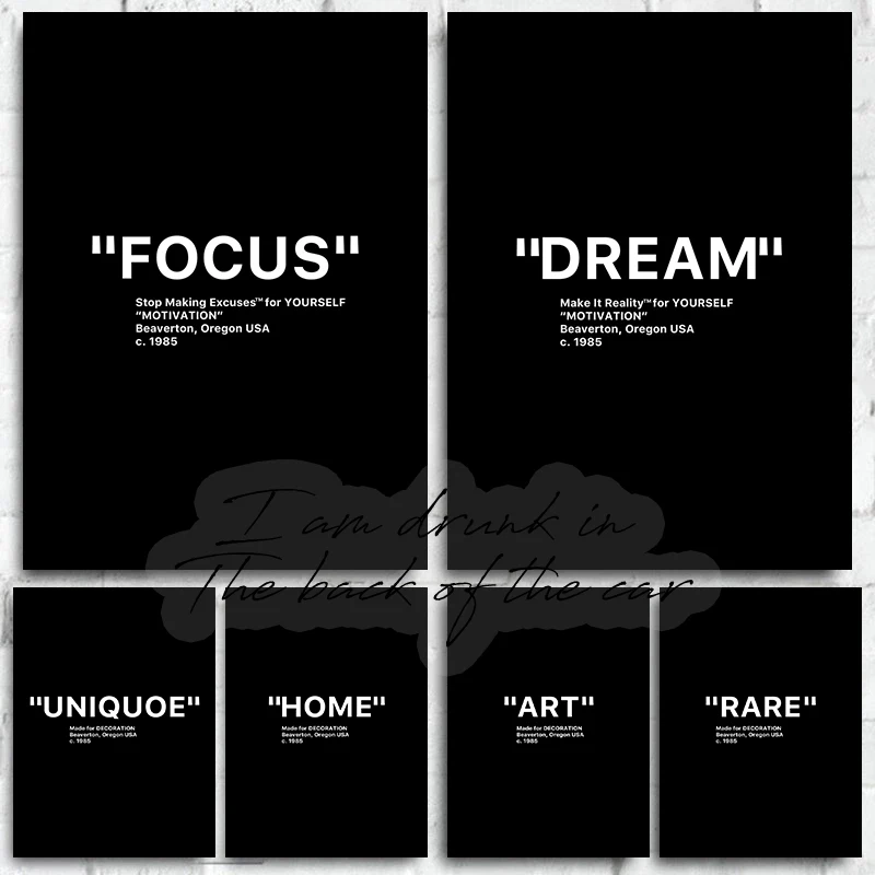 Modern Hype Black and White Minimalist Quotes Poster Canvas Prints Motivation Inspired Wall Decor Office Home Room Decoration