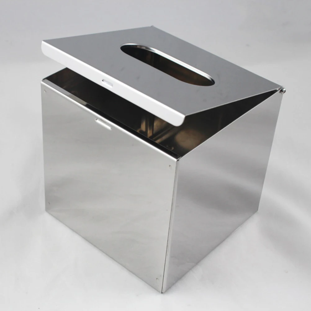 

1Pcs Stainless Steel Tissue Box 13cm Waterproof Cover Flat Platform Wall Mounted Napkin Holder Bathroom Office Home Tissue