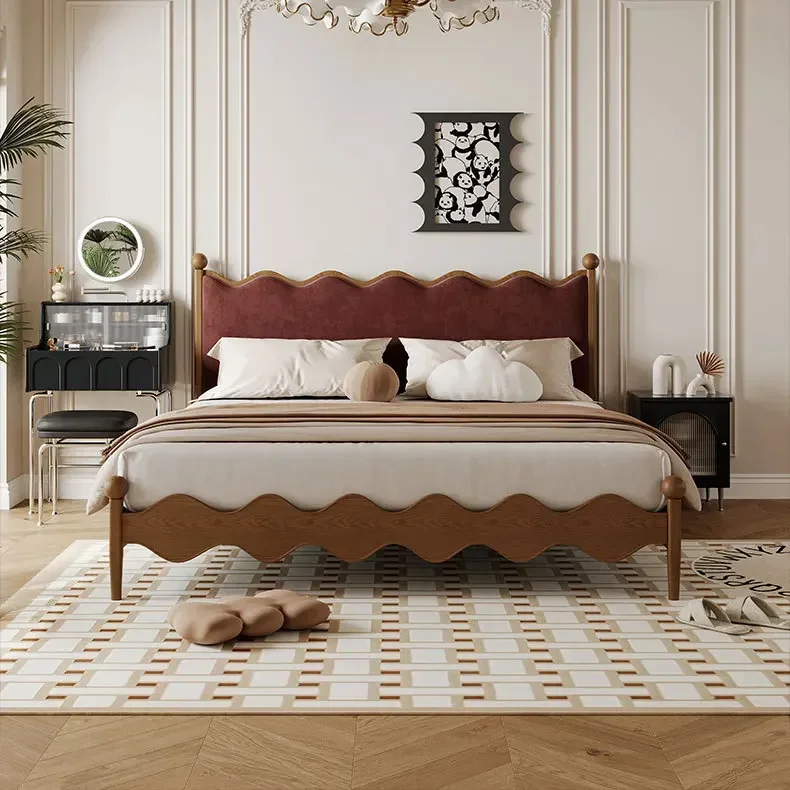 Da Sima Double Ash Wood Solid Wood Master Bedroom Space Saving Double 1 Meter 8 Double French Retro Bed