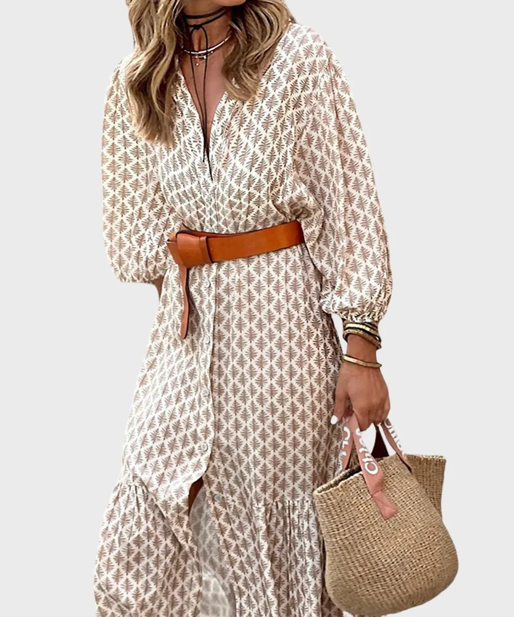 Women's Button Shirt Robe Femme Autumn V Neck Long Sleeve Shirt Dresses Casual Leather Belt Dress Split Fork Long Dress Vestidos