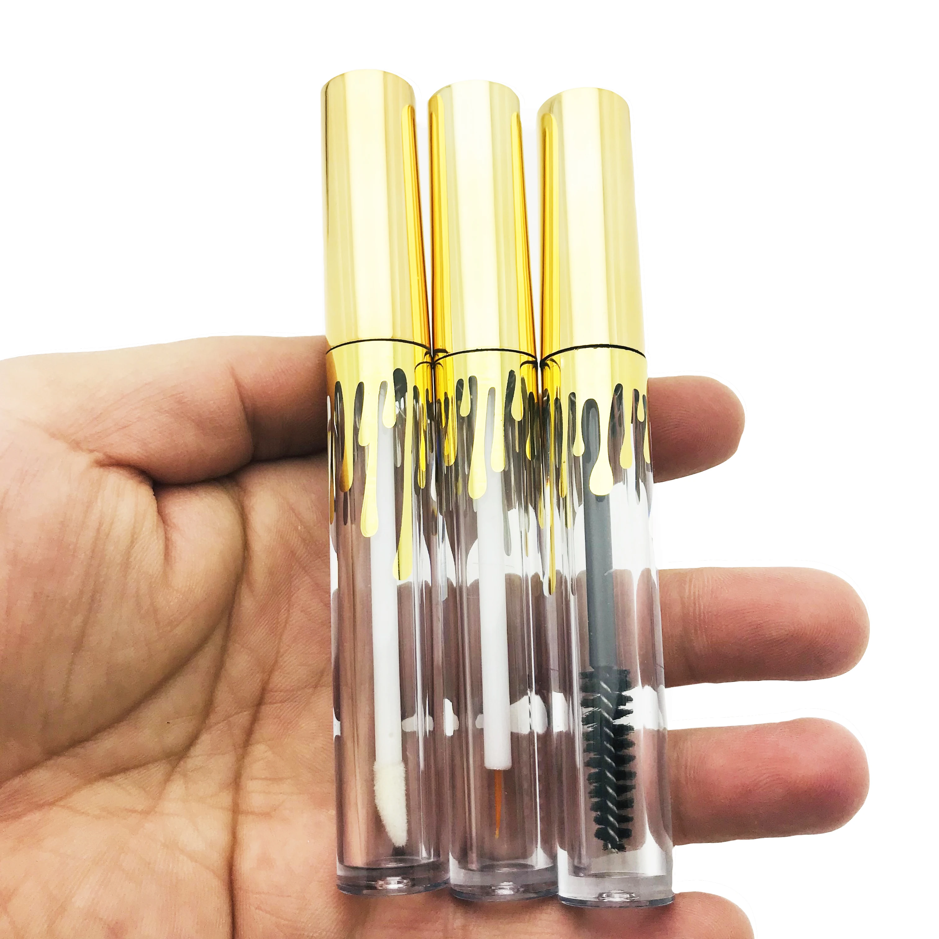 

5ml Gold Lip Gloss Tubes Teardrop-shaped Liquid Lipstick Container Plastic Empty Mascara Bottles lipgloss Sample Vials