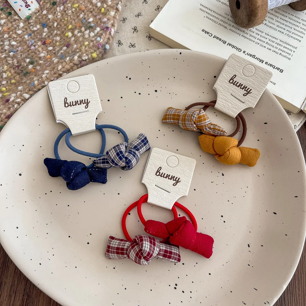 

2pcs/lot Bow Hair Rope Tie Rubber Band Children's Elastic Hair Band Cute Little Girl Hair Accessories Ponytail Holder Headwear