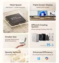 MINISFORUM UM870 Мини-ПК Ryzen 7 8745H Slim Series Windows 11 Pro DDR5 USB4.0 Wifi6E Трехдисплей HDMI2.1 Офисный компьютер для геймеров