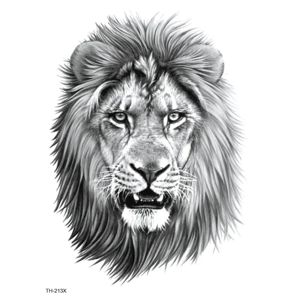 

Wash Painting Style Men's Temporary Tattoos Water Transfer Decals Instant Tiger Lion Wolf Tattoo Stickers Long Lasting