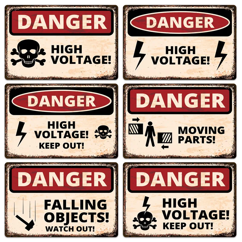 Public Danger Warning Signs Dange Retro Metal Tin Sign Warning Danger Plate Wall for Bar Club Cafe Garage Garden Farm