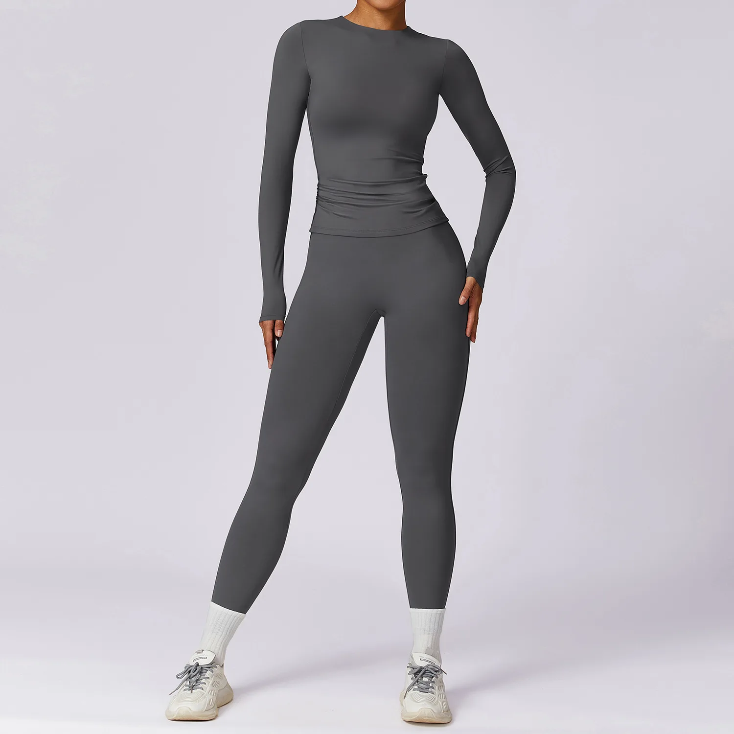 Women Tracksuits Yoga Set 2PCS Workout Sportswear Gym Clothing Fitness Long Sleeve Crop Top High Waist Leggings Sports Suits