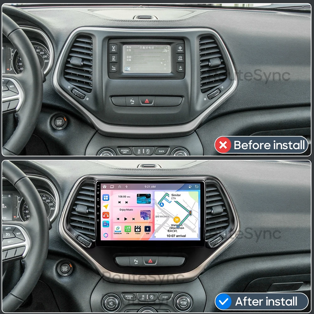Android 15 Car Multimedia Radio Player Audio Touch Screen For Jeep Cherokee 5 KL 2014 - 2018 GPS Video Carplay Stereo 2din BT 4G