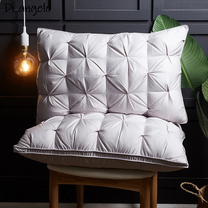 high quality designer exclusive style 3D rectangle white goose/duck feather down pillows down-proof cotton bedding pillow#SW