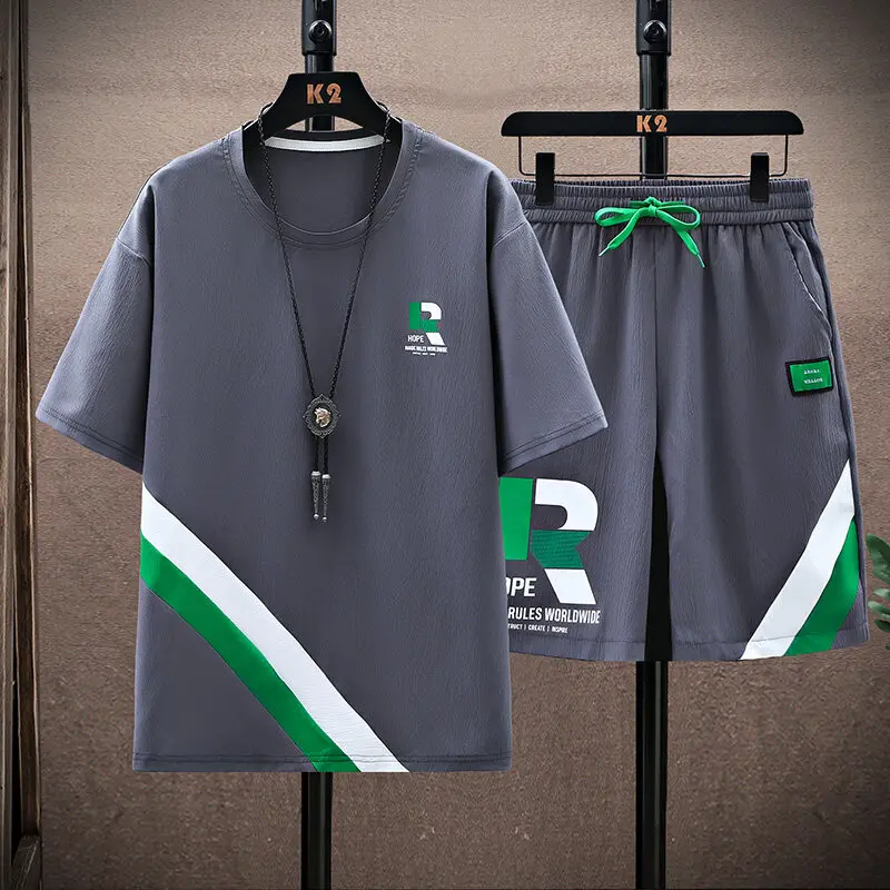 2025 summer sportswear men's fashion casual slim fit sets men shorts and T shirt men two-piece set full size M-4XL
