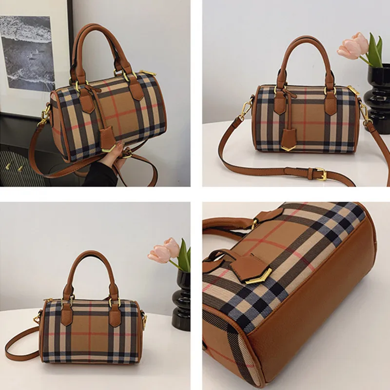 حقيبة يد عصرية فاخرة متعددة الاستخدامات لعام 2025، حقيبة نسائية أنيقة بكتف واحد وكتف متقاطع حقيبة وسادة بوسطن مربعات #2