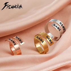 Engrave Name Finger Ring Personalized Custom Couple Gift for Woman Men Family Friend Girl Silver Color Stainless Steel Jewelry