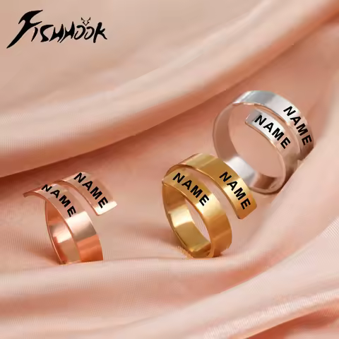 Engrave Name Finger Ring Personalized Custom Couple Gift for Woman Men Family Friend Girl Silver Color Stainless Steel Jewelry