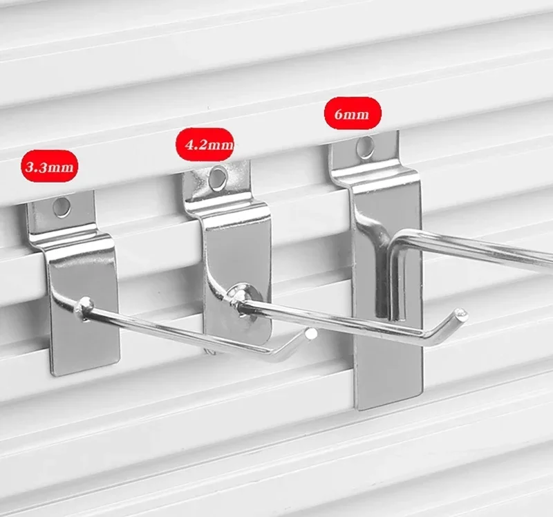 50PCS Slat Wall Hooks Heavy Duty Utility Hooks Grid Metal Slat Shelves Sorting Garage Storage Organizers Clothes Rack Display