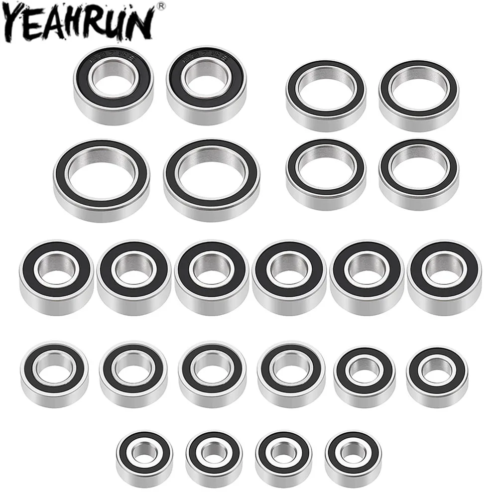 YEAHRUN 24PCS Front & Rear Axle Bearings Kit Sealed Ball Bearings for T-raxxas TRX4 Sport Upgrade Parts