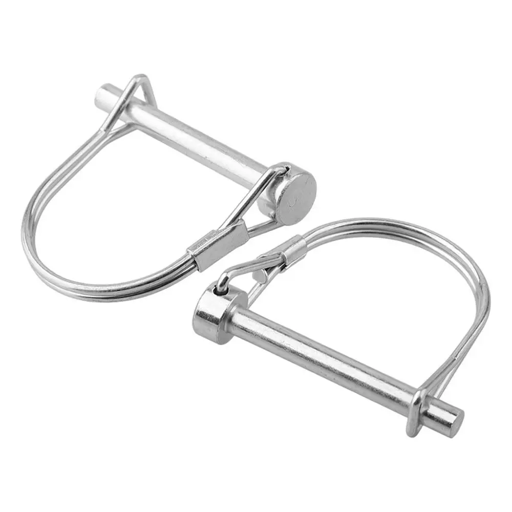 2Pcs Galvanized Locking Pins With Spring Lock Carbon Steel Tubular Folding Pin Garden Tools Parts Anti-lost D-type