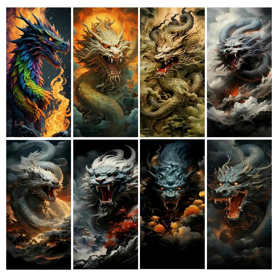 Large Diamond Painting Kits Colorful Cloud Dragon New Arrival Diy Full Mosaic Embroidery Sale Animals Picture Size 100x200cm