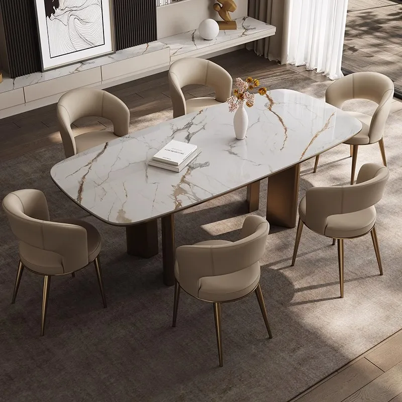 contemporary minimalist negotiation beige leather hotel chair Italian luxury dining chair Nordic design home leisure metal chair