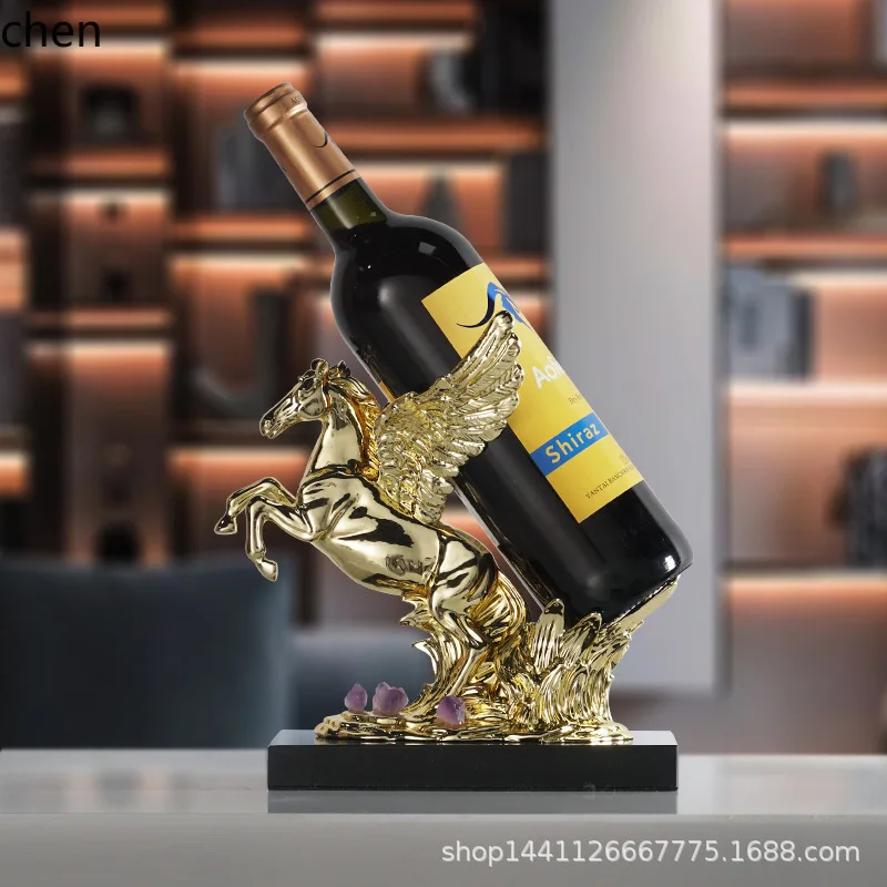 HT Instant Success Red Wine Rack Ornament Living Room Wine Cabinet Sideboard High-End Home Decor Housewarming Gift