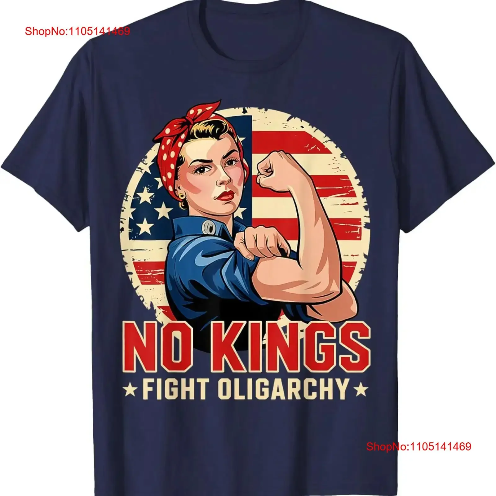 تي شيرت كلاسيكي بدون ملوك قتال أوليغارشي بعلم أمريكا للنساء والفتيات تي شيرت عتيق مغسول ممتد للارتداء اليومي يسمح بمرور الهواء #1
