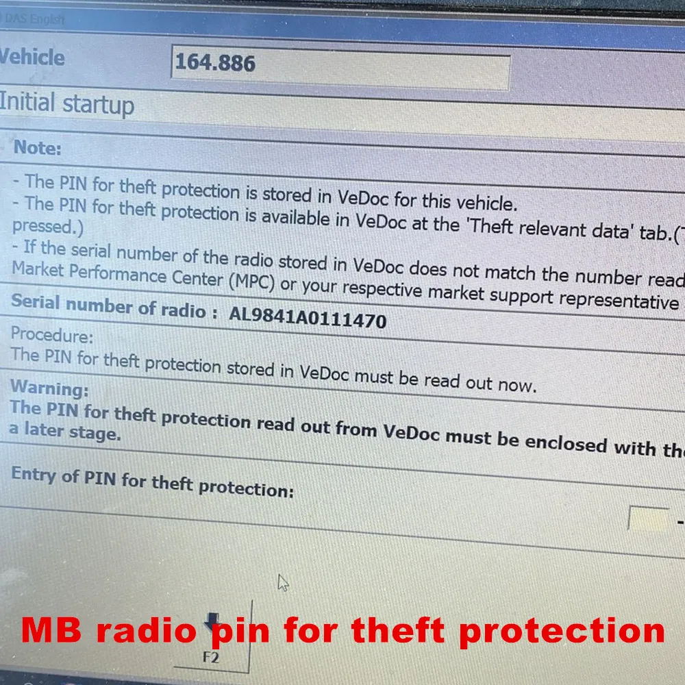 last sd mb star c4 c5 c6 xe.ntry das vediamo DTS Monaco enter radio pin for Anti-theft protection activated by team viewer